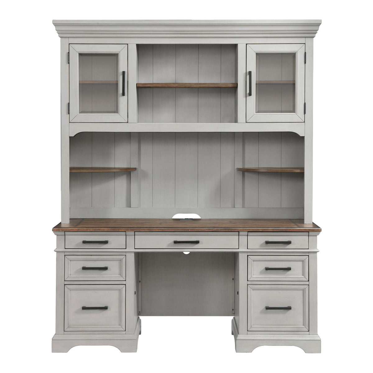 Drake - Credenza Hutch - Rustic White / French Oak