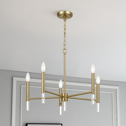 Courtyard - 5 Light Candle Chandelier - Clear / Gold