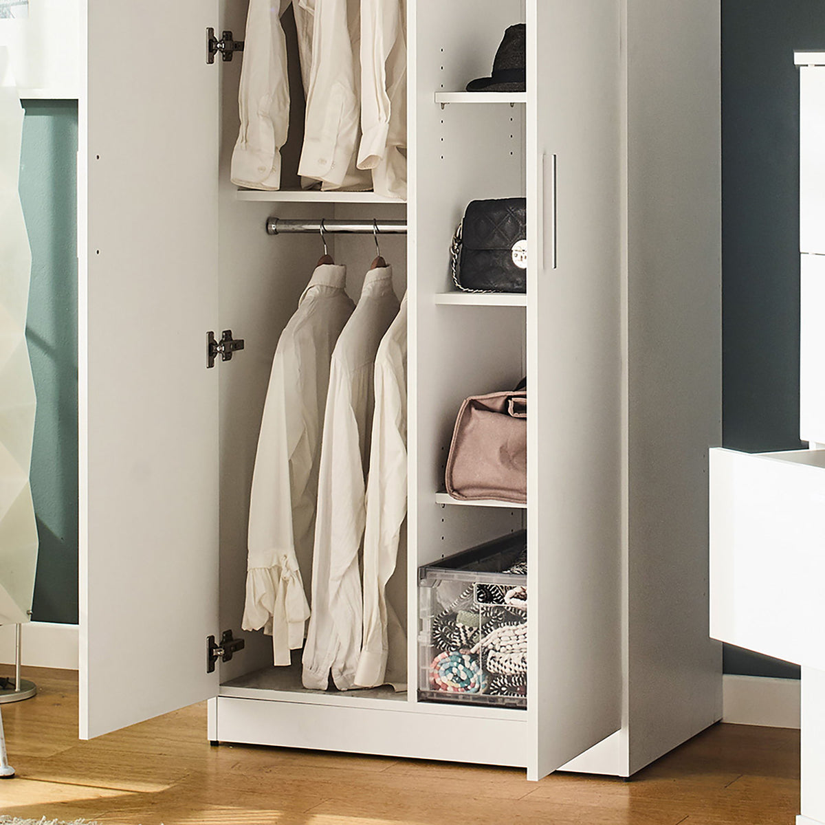 Viviane - Closet With Hanging Bars And 5 Shelves - White