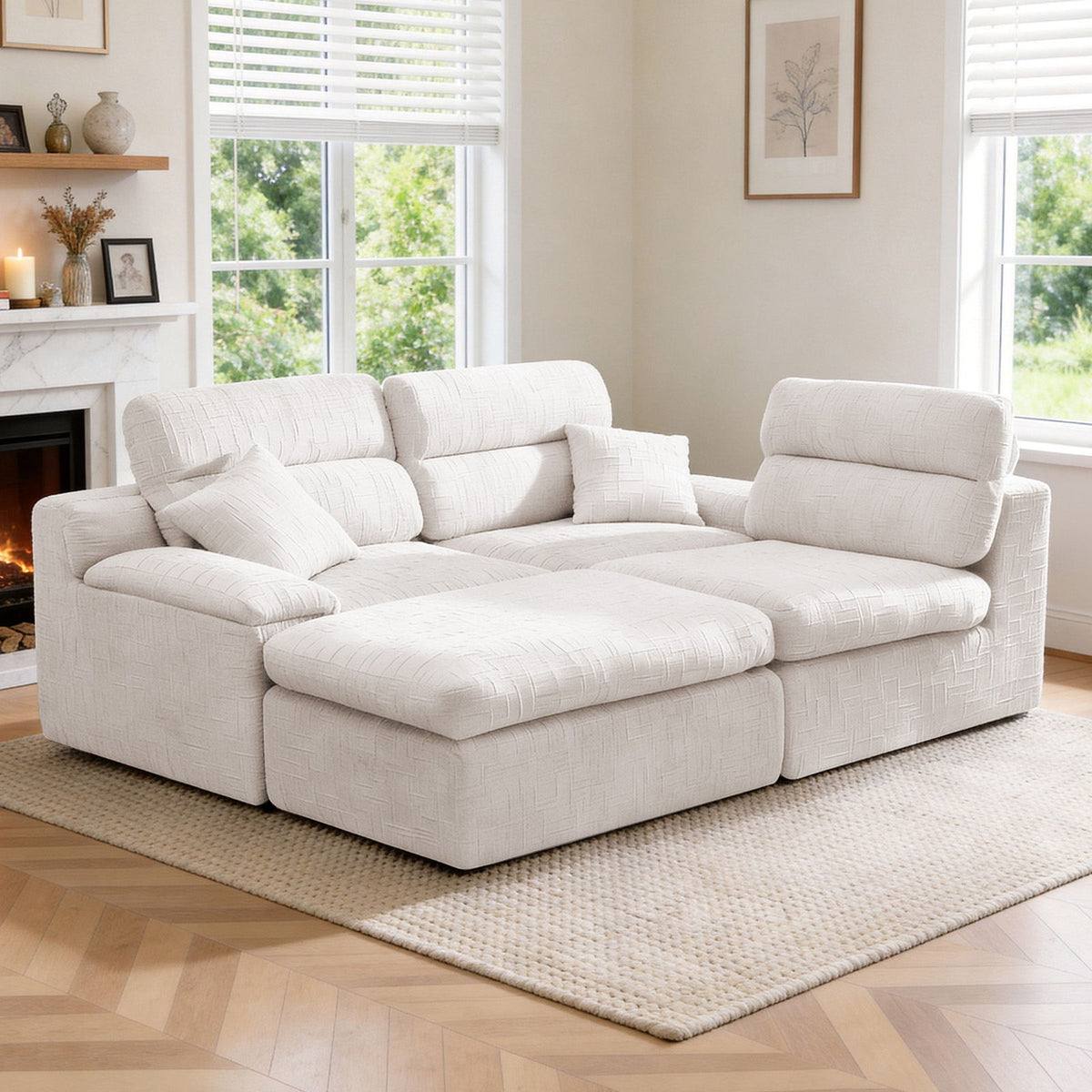 Corner Chaise Sofa With High Backrest