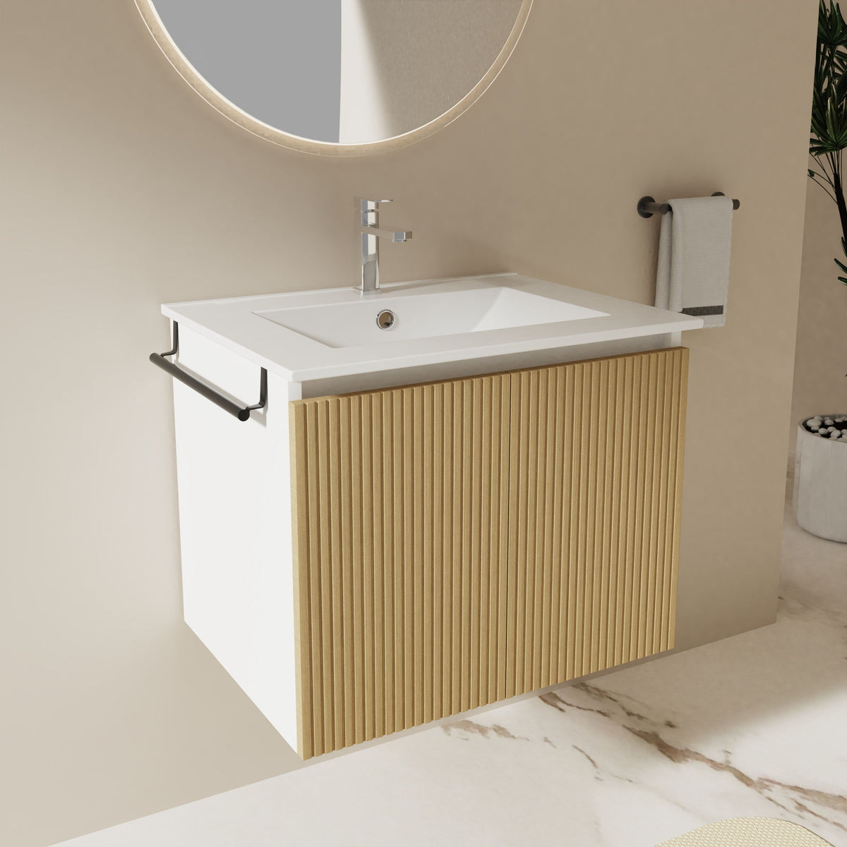 Floating Bathroom Vanity Combo, Towel Rack