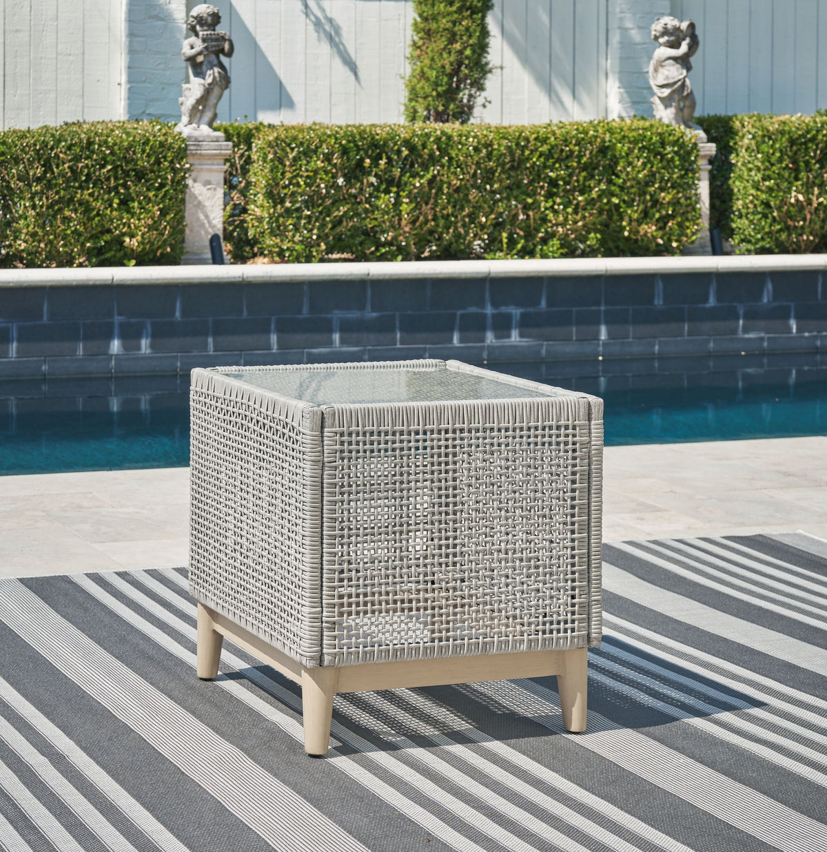 Seton Creek - Square End Table - Gray
