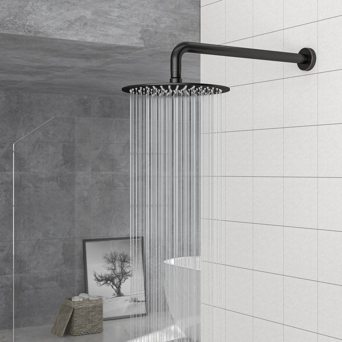 Oil Rubbed Bronze 16" Shower Arm With Flange, Stainless Steel, For Rain Shower Heads - Oil-Rubbed Bronze