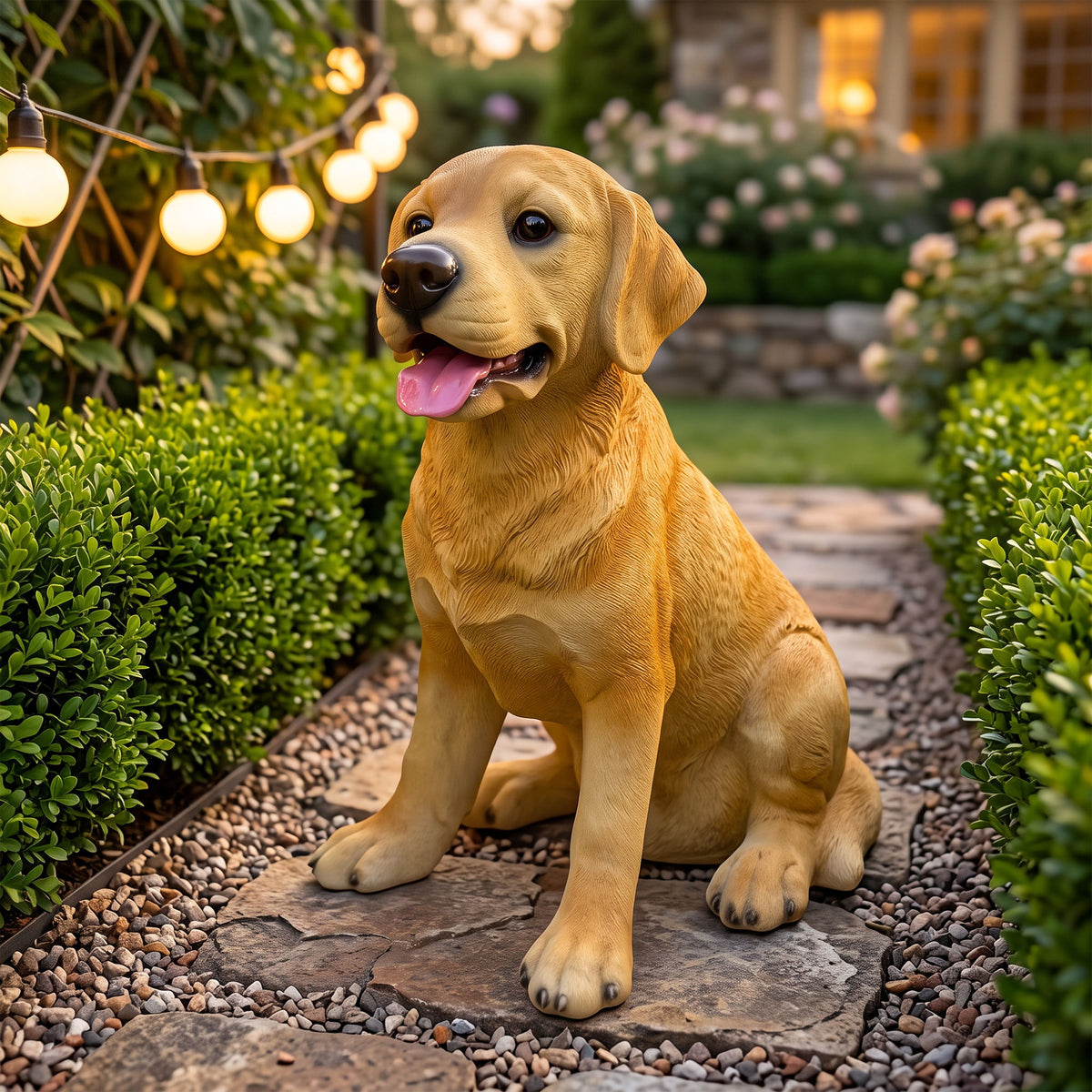 Labrador Statue, Outdoor Garden Ornament - Yellow