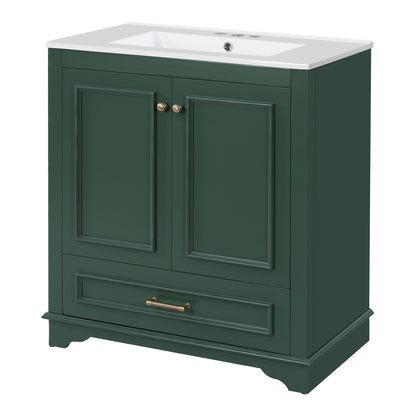 Bathroom Vanity With Sink, Cabinet & 2 Soft Closing Doors & Adjustable Shelf
