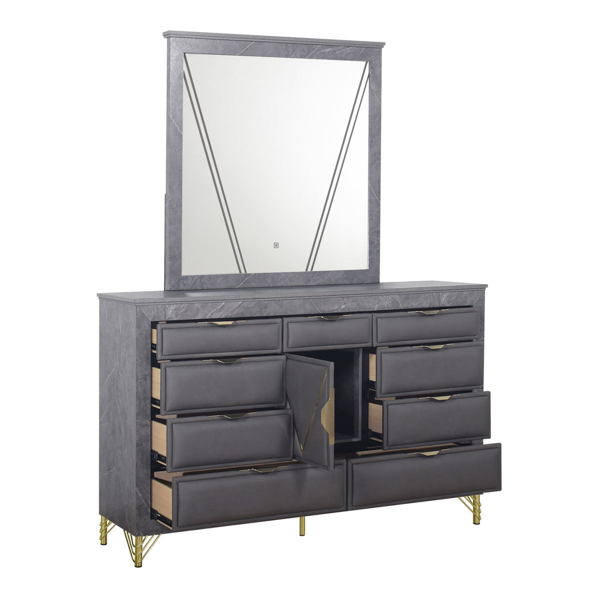 Symmetry - Lighted Mirror - Charcoal