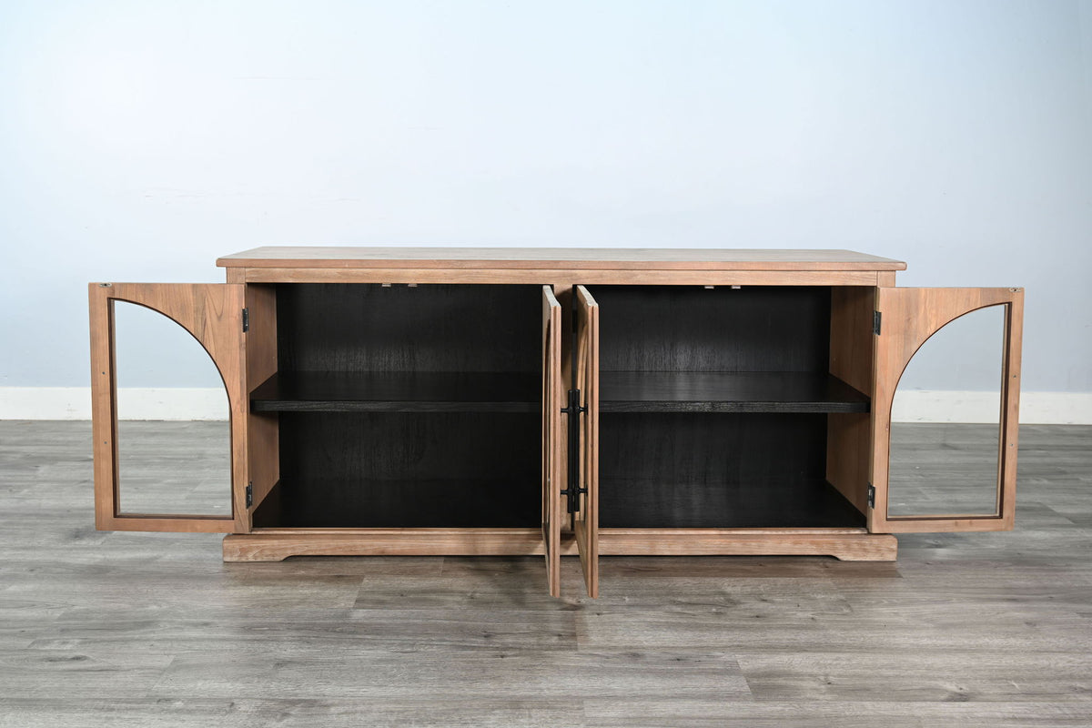 Elena - Modern Wood Display Cabinet With Arched Glass Doors - Umbra / Oak Grove