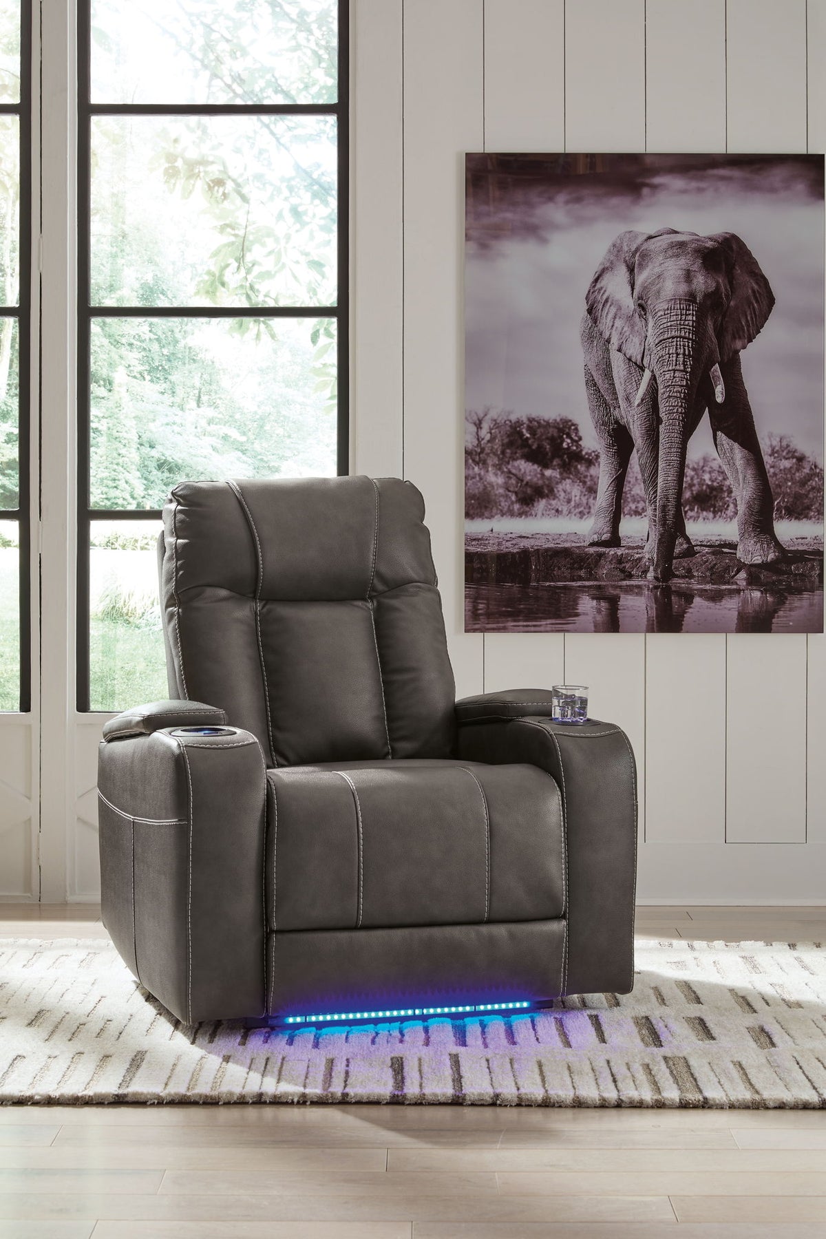 Feazada - Power Recliner With Adj Headrest - Shadow
