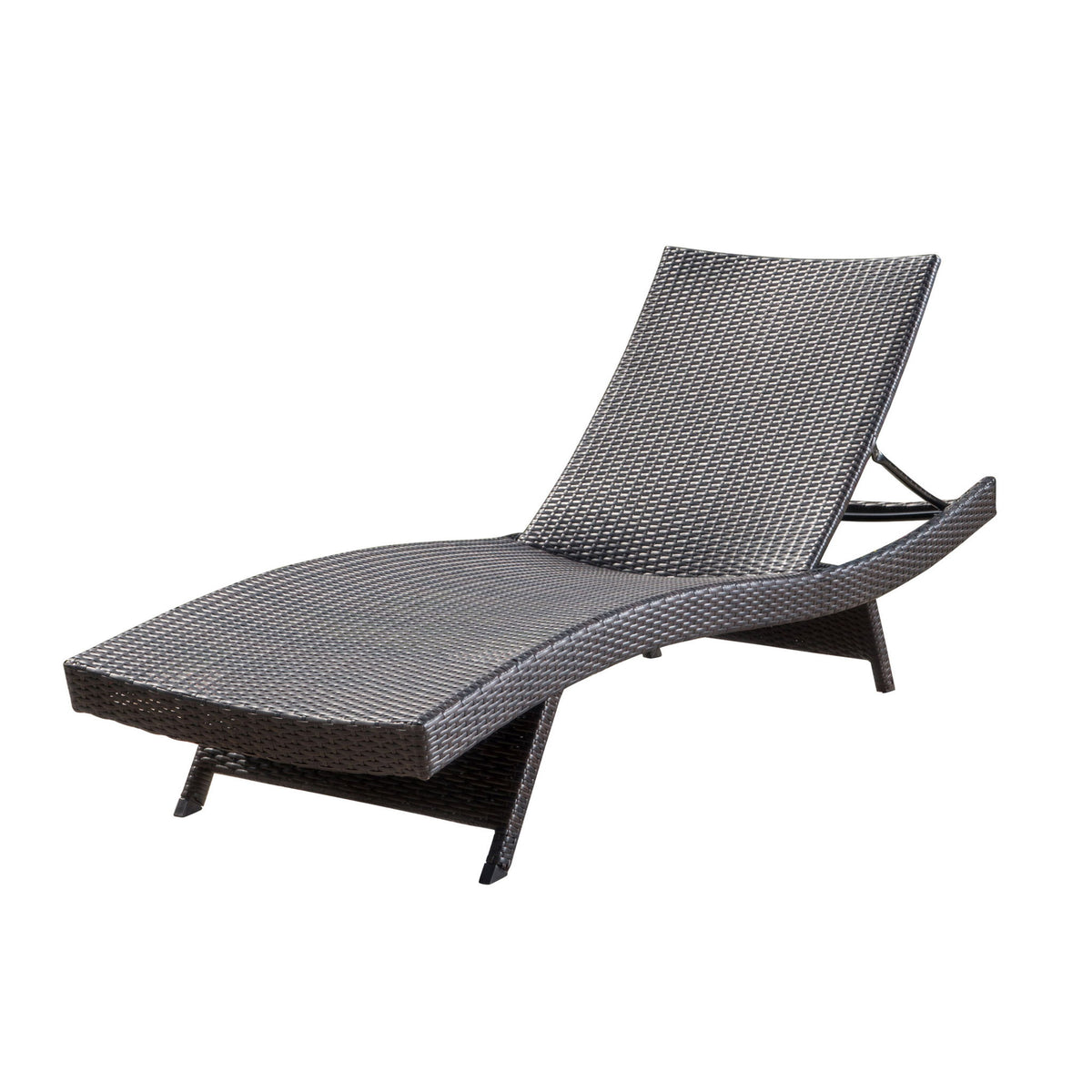 Mysticism Outdoor Chaise Lounge With Adjustable Backrest And Foldable Legs - Brown Multi