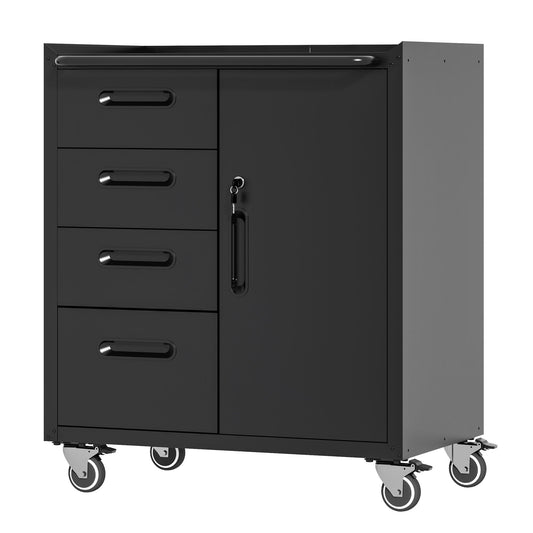 Sturdy Metal Tool Storage Cabinet With Wheels Durable Garage, Office & Home Organizer Steel