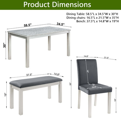 Dining Table Set, Table With A Rectangular Table And Upholstered Chairs