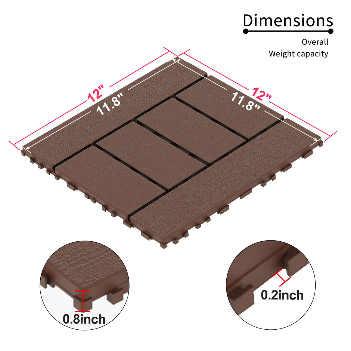 H Style Diy Module Interlocking Patio Deck Tiles