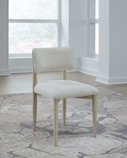 Zinnia - Wood Back Dining Chair (Set of 2) - White Sand And Dune Chenille
