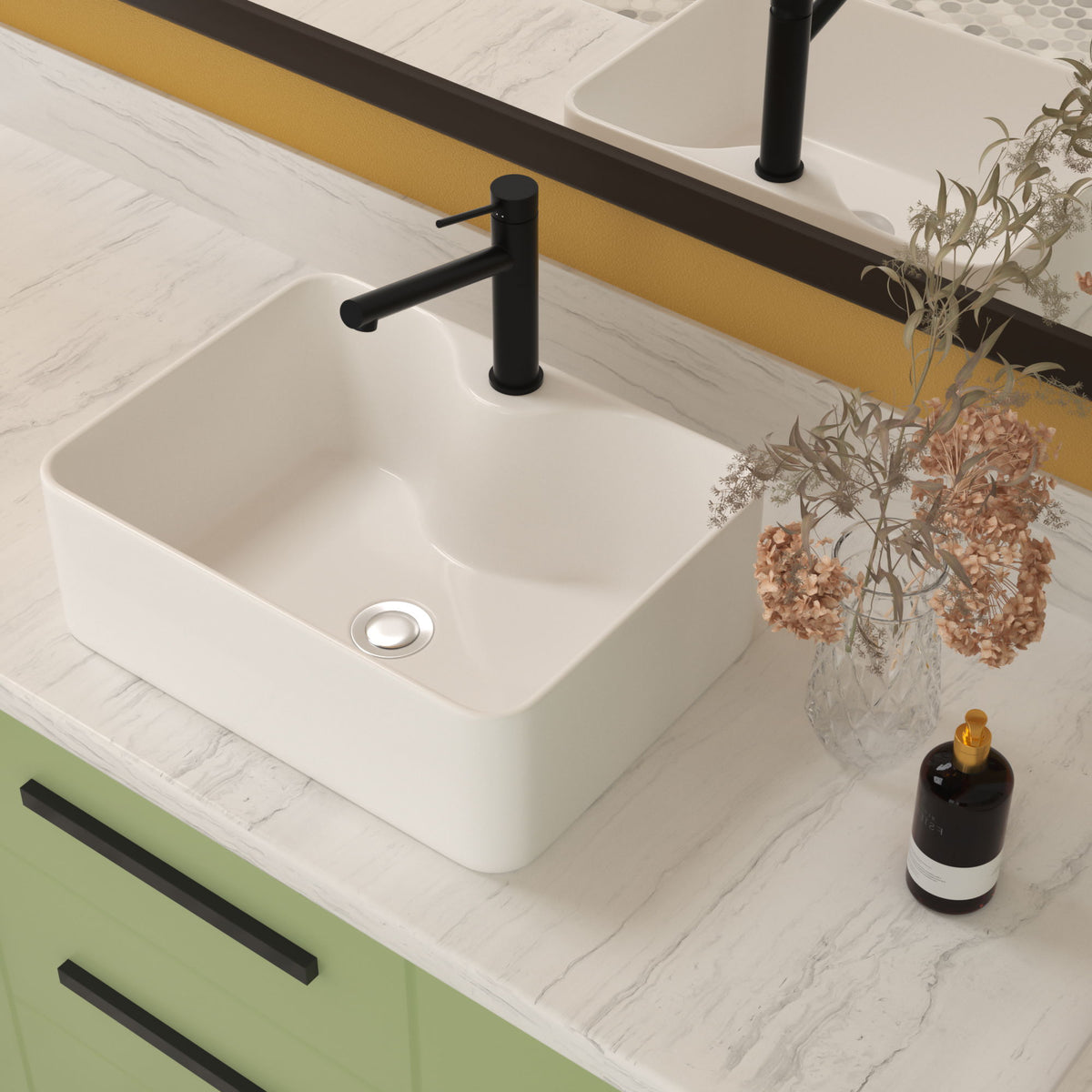 Modern Ceramic Rectangular Vessel Bathroom Sink With Sleek Design