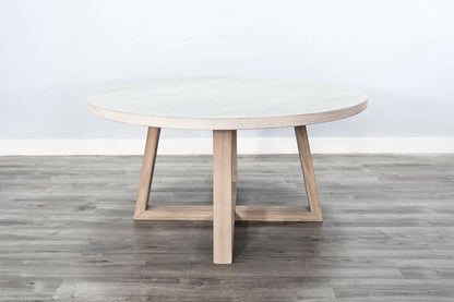 Rowan - Round Dining Table - Light Gray / Wheat