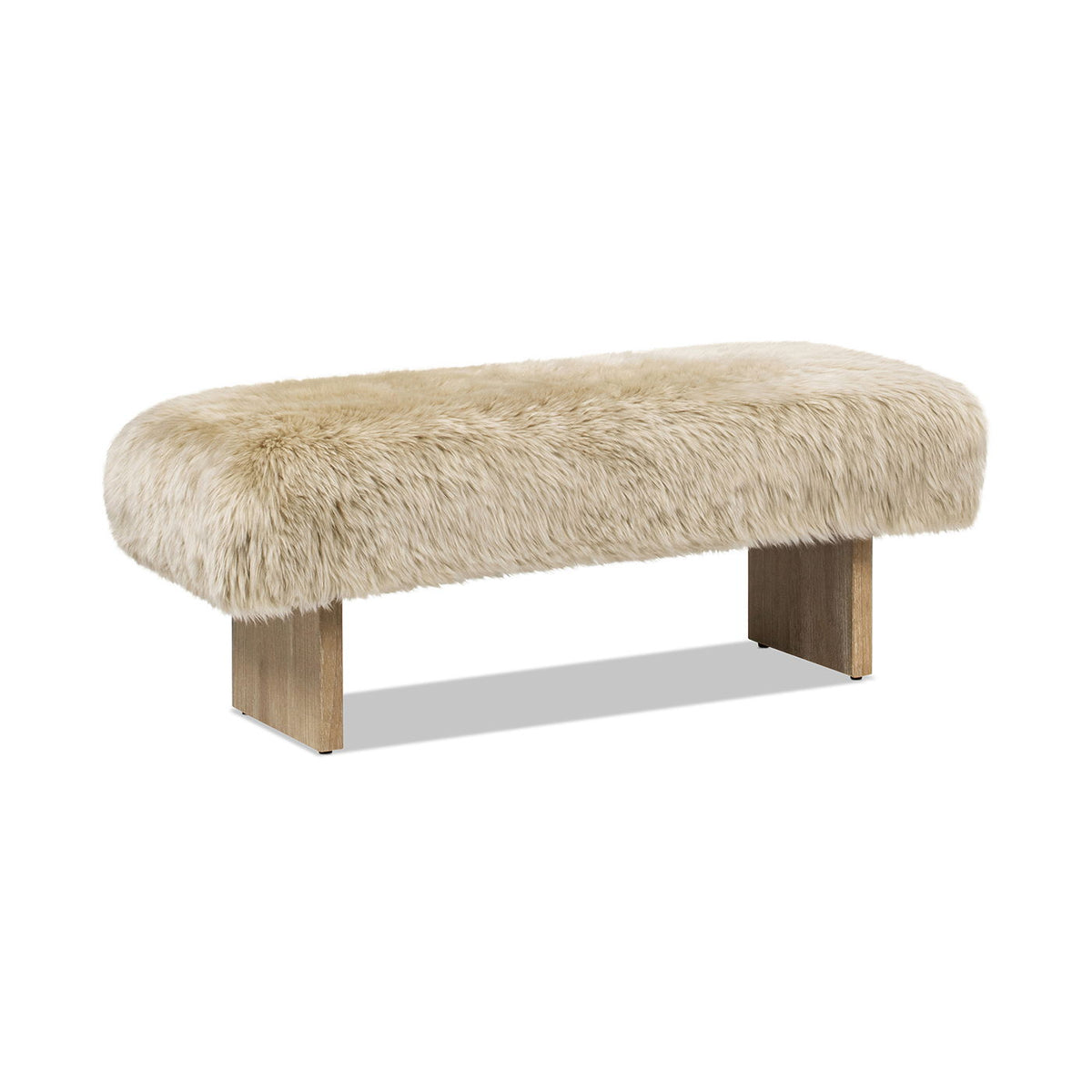 Leda - Sheepskin Fur Rectangular Accent Bench - Natural Blonde