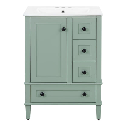 Bathroom Vanity With Integrated Basin, Soft Close Drawers, Door Mounted Double Layer Shelf