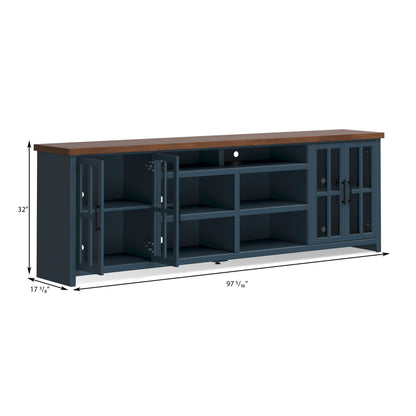 Nantucket - 96" TV Stand - Blue Denim / Whiskey