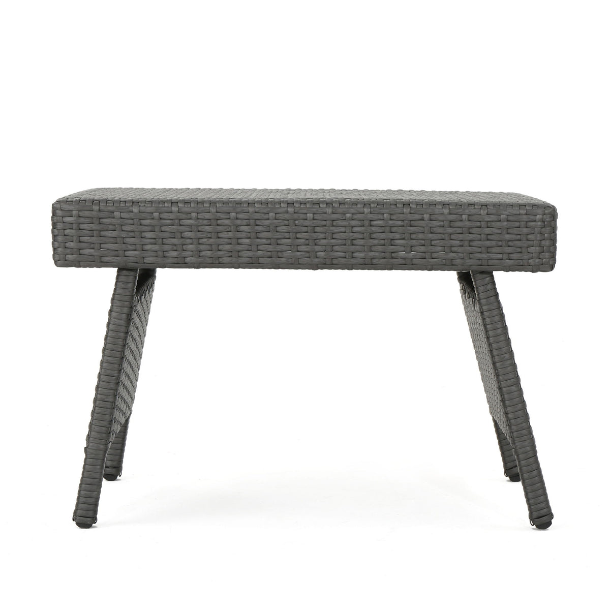 Outdoor Wicker Table With Rectangular Tabletop - Gray