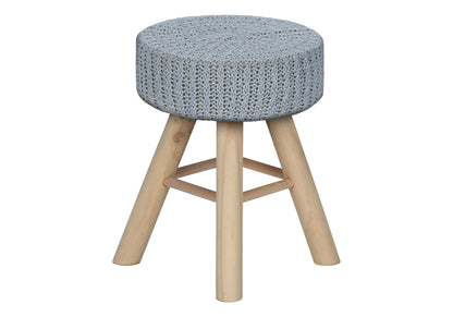 Ottoman, Pouf, Footrest, Foot Stool, Round, Natural Wood Legs, Contemporary, Modern
