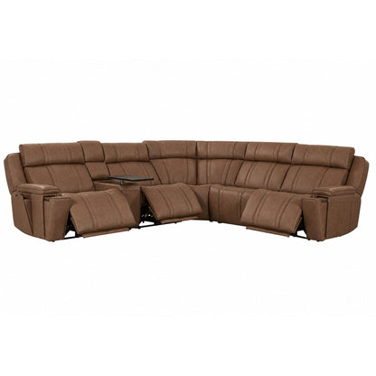 Sausalito - 6 Piece Modular Zero Gravity Power Reclining Sectional with Power Adjustable Headrests - Spice Envy