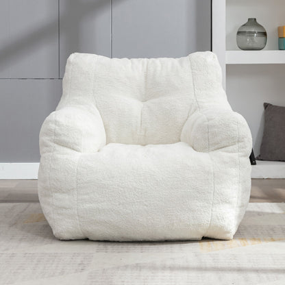 Soft Teddy Fabric Tufted Foam Bean Bag Chair With Teddy Fabric
