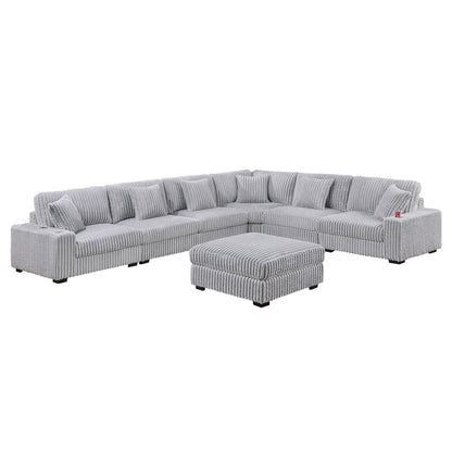 Contemporary Style Modular Sectional Sofa Set With USB, Cup Holder