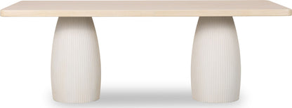 Zinnia - Plaster Base Wood Top Dining Table - White Sand And Ivory