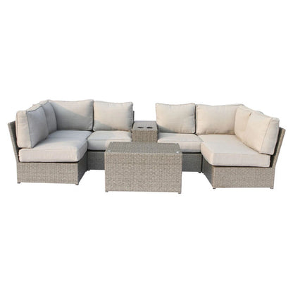 4 Person Outdoor Sofa Set With Cushions, Rustproof, 8 Piece - Gray Mix