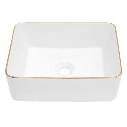Modern European Style Ceramic Rectangular Vessel Bathroom Sink