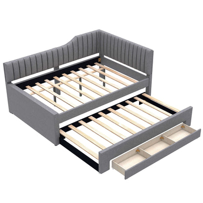 Upholstered Daybed With Trundle And 3 Drawers
