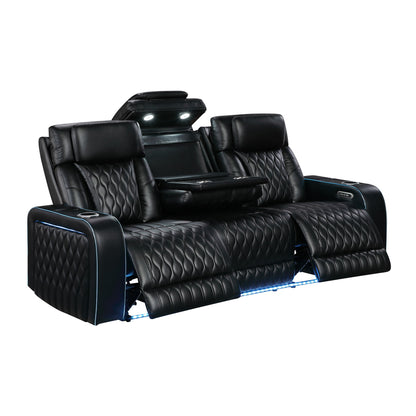 Electra - Power Reclining Sofa With Power Headrests, Drop Down Table, Reading Light, Massage, LED Lighting And USB Control