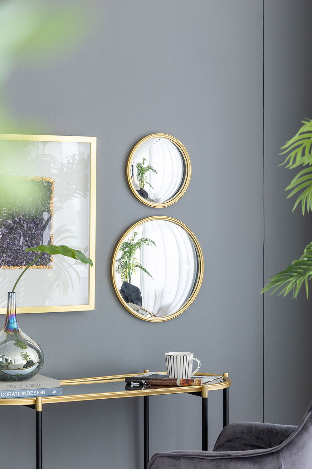 Round Mirror, Circle Mirror With Iron Frame For Living Room Bedroom Vanity Entryway Hallway