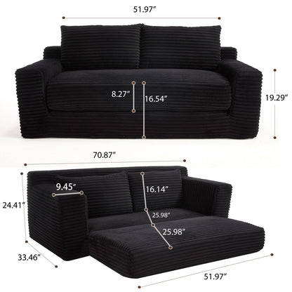 Convertible Loveseat Sofa Bed With Memory Foam & Steel Frame