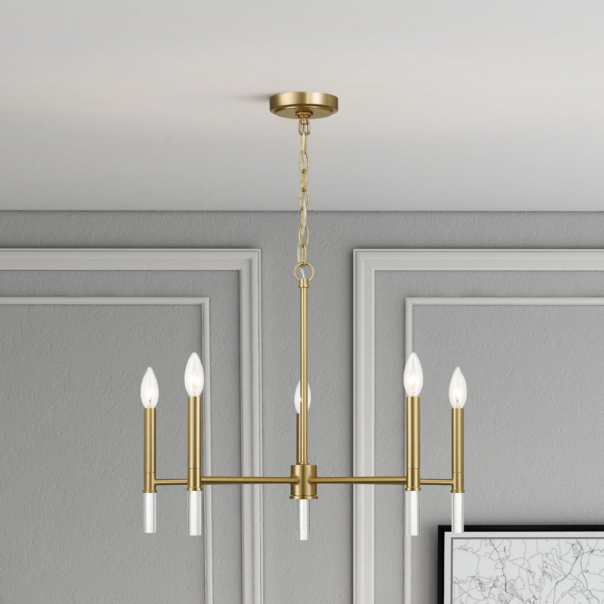 Courtyard - 5 Light Candle Chandelier - Clear / Gold