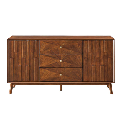 Sideboard Buffet Cabinet With 3 Drawers And 2 Storage Cabinets - Walnut