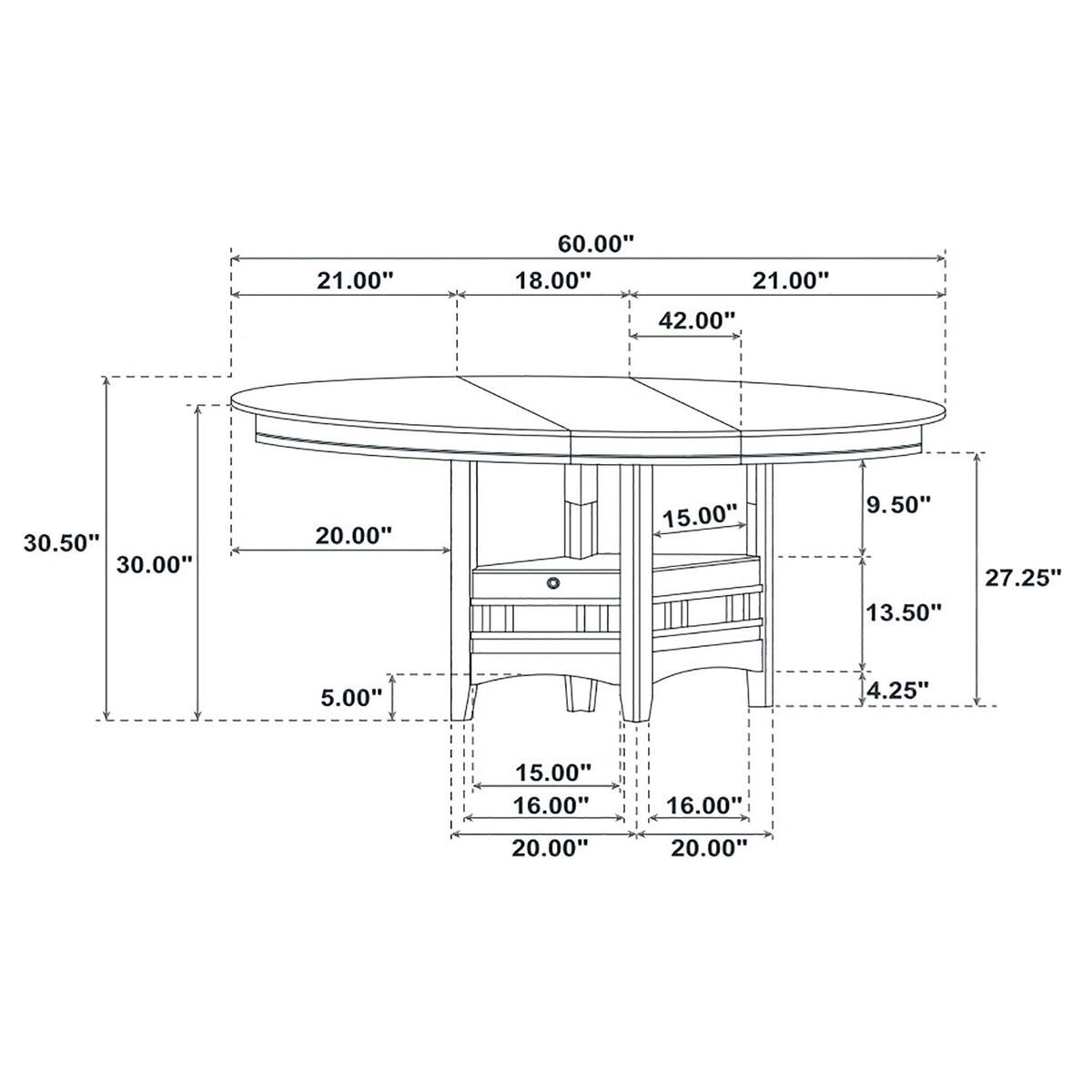 Lavon - Oval Extension Leaf Dining Table With Built In Storage - Gray