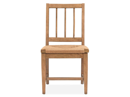 Lindon - Dining Side Chair With Paper Cord Seat (Set of 2) - Belgian Wheat / Light Brown