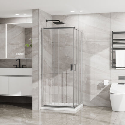 Corner Sliding Shower Door & Base Combo No Drain Kit