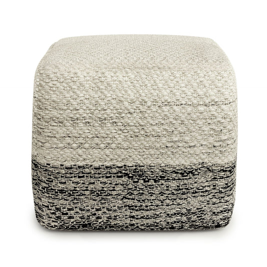 Macie - Square Woven Outdoor / Indoor Pouf - White