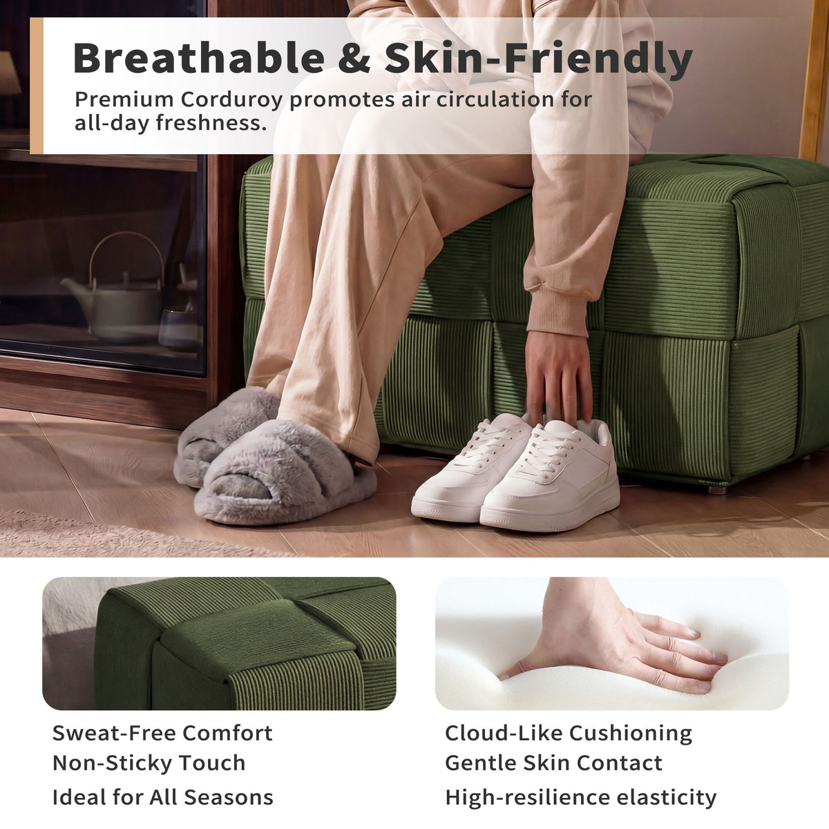 Modern Ottoman Foot Rest With Woven Design