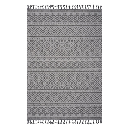 Guros - 8' X 10' Geometric Indoor / Outdoor Area Rug - Gray / White