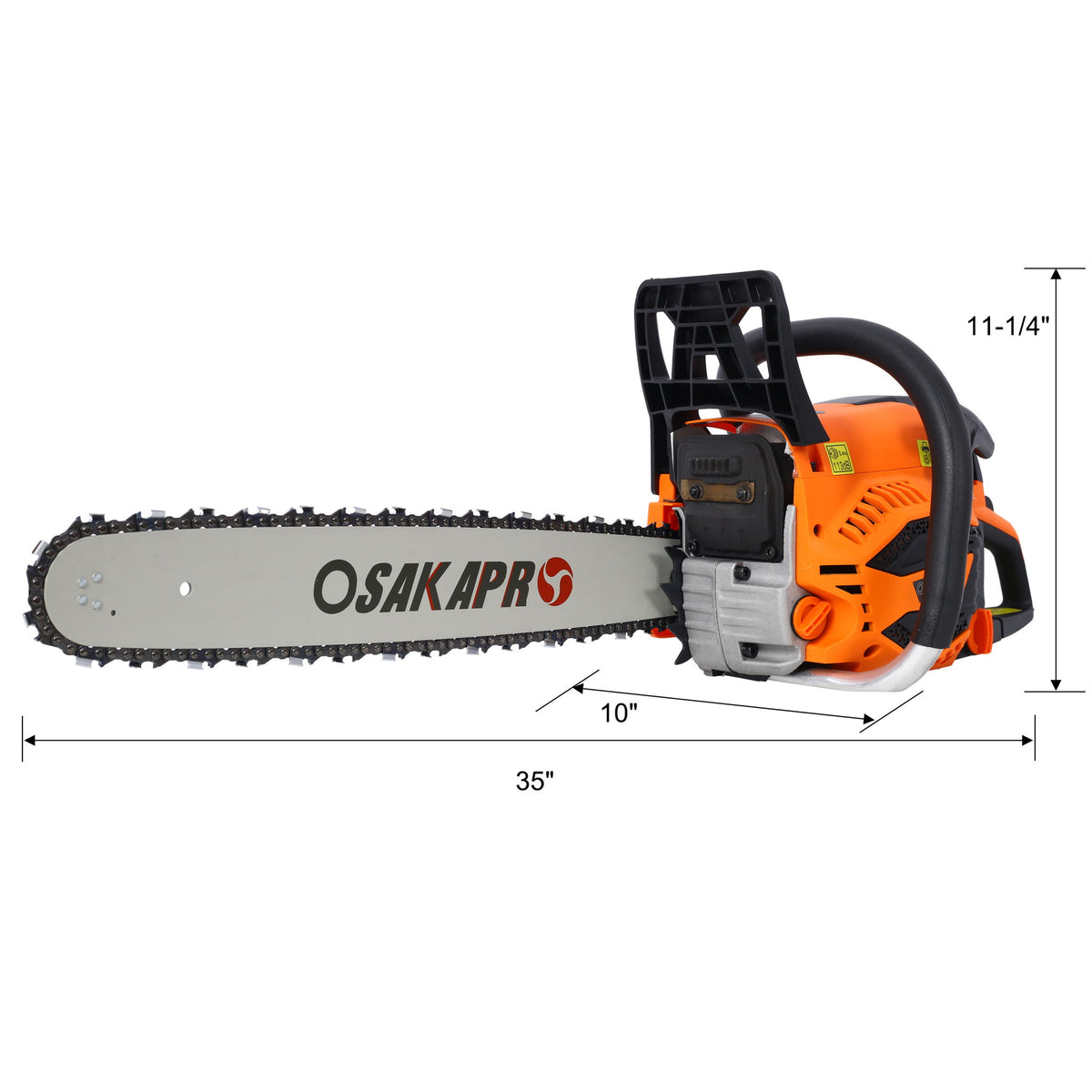 62Cc Gas Powered Chainsaw 20" 2 Cycle Petrol Handheld Chain Saw Epa Compliant Aluminium - Orange
