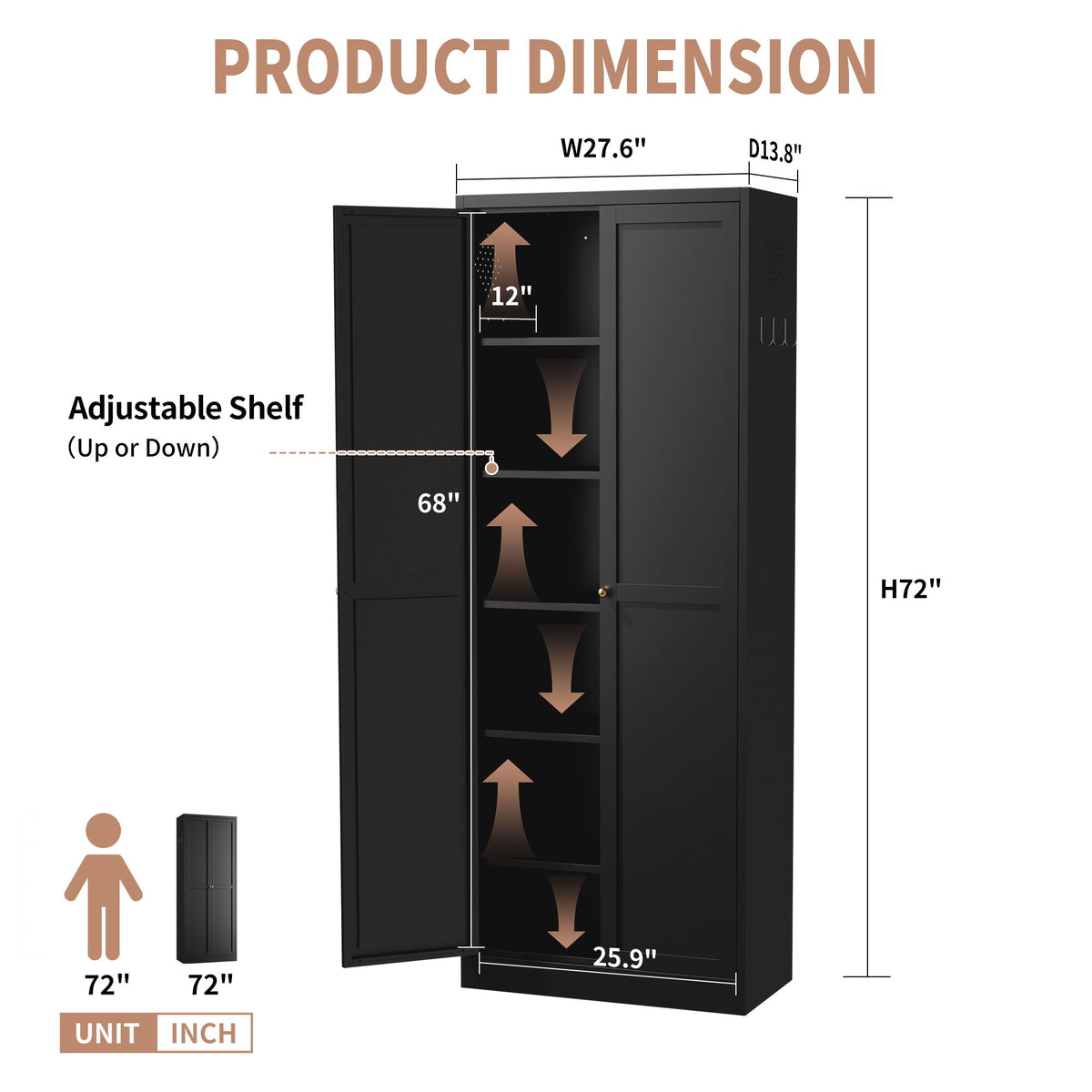 Kitchen Pantry Cabinet With 4 Adjustable Shelves, Heavy Duty Freestanding Organizer