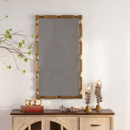 Rectangular Wall Mirror With Frame For Living Room - Gold