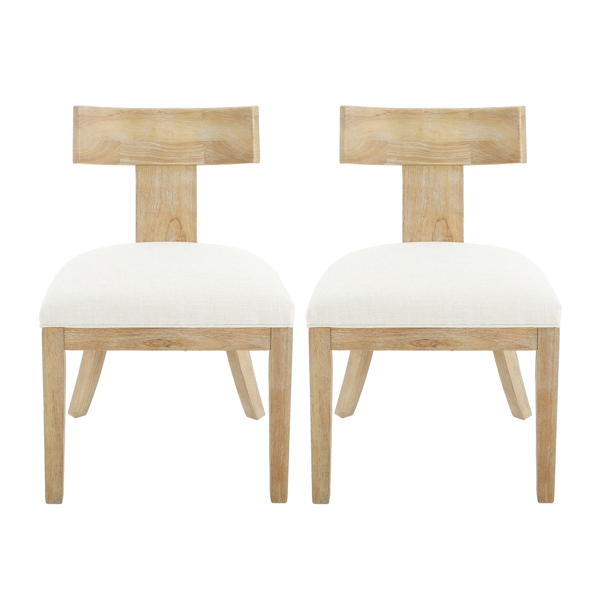 Contemporary Fabric Upholstered Side Dining Chairs Set With Curved Back
