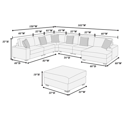Contemporary Style Modular Sectional Sofa Set With USB, Cup Holder
