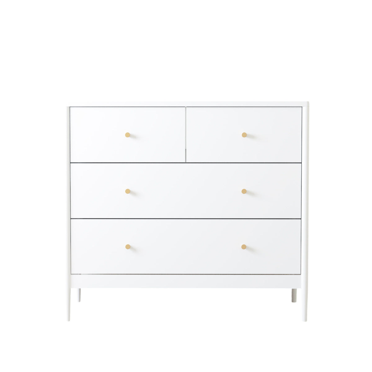 4 Drawer Kids Dresser With Antique Brass Pulls - White