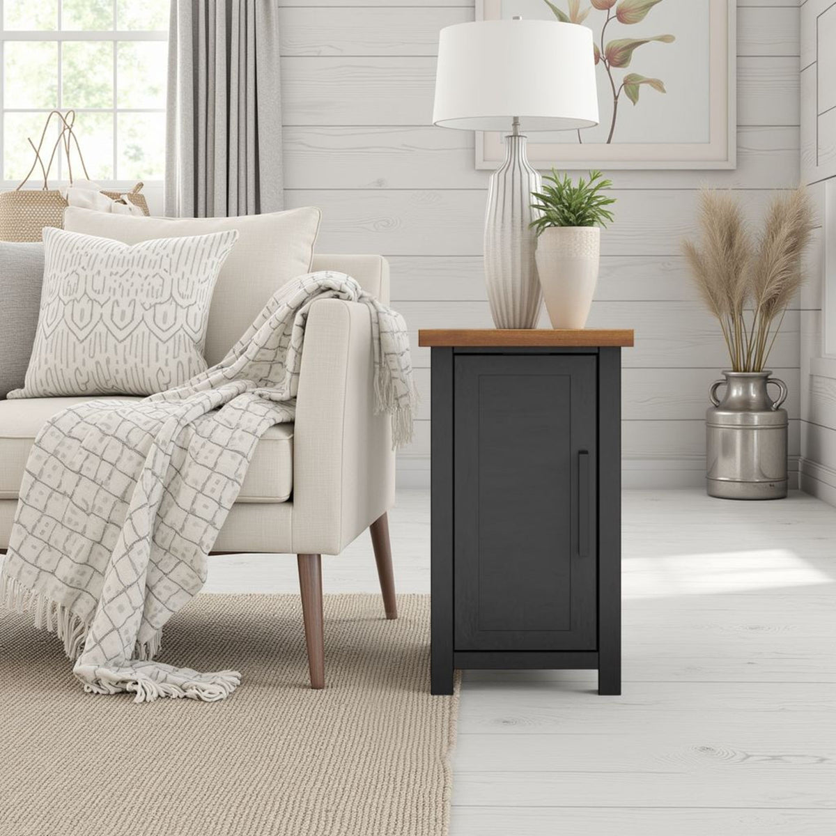 Chairside Table - Black / Whiskey