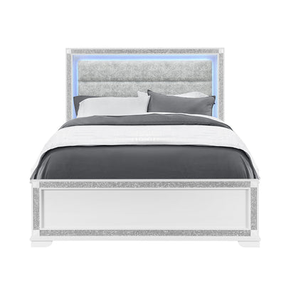 Soulmarie - Bed With LED Lighting And Padded Headboard